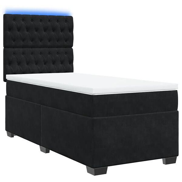 vidaXL Sommier &agrave; lattes de lit avec matelas Noir 90x190 cm Velours