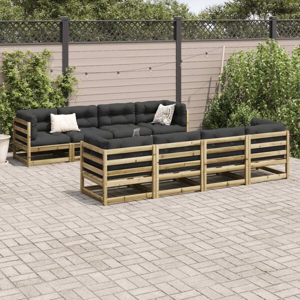 vidaXL Salon de jardin 9 pcs bois de pin impr&eacute;gn&eacute;