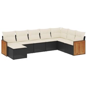 vidaXL Salon de jardin 8 pcs avec coussins noir r&eacute;sine tress&eacute;e