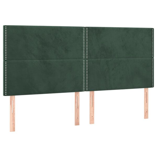 vidaXL T&ecirc;te de lit &agrave; LED Vert fonc&eacute; 180x5x118/128 cm Velours