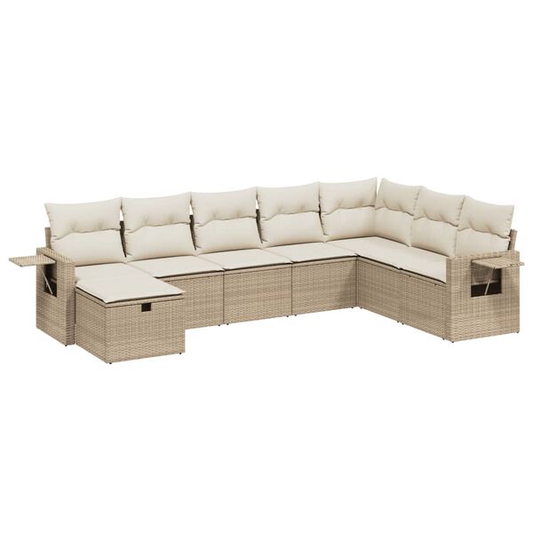 vidaXL Salon de jardin avec coussins 8 pcs beige r&eacute;sine tress&eacute;e