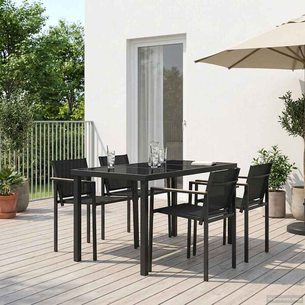 vidaXL Ensemble de meubles d'ext&eacute;rieur 5 pcs Noir et anthracite