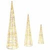 vidaXL Sapin de No&euml;l 3 pc 90 LED Blanc chaud 20 x 20 x 80 cm PET