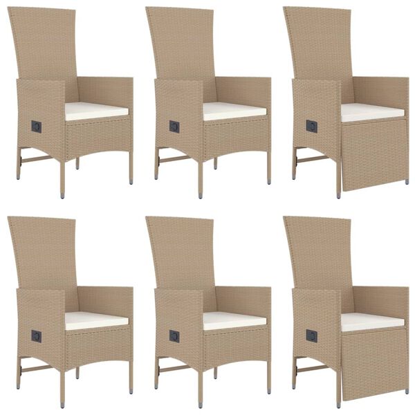 vidaXL Ensemble à manger de jardin et coussins 7 pcs beige poly rotin
