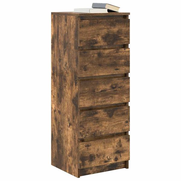 vidaXL Buffet avec tiroirs chêne fumé 37,5x35x99 cm bois d'ingénierie