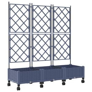 vidaXL Bac de jardin avec treillis et roues 3 pc Gris PP