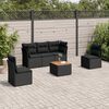 vidaXL Salon de jardin 6 pcs avec coussins noir r&eacute;sine tress&eacute;e