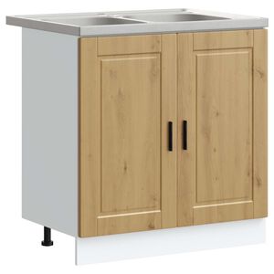 vidaXL Meuble sous &eacute;vier Porto 2 pcs Marron Bois d'ing&eacute;nierie