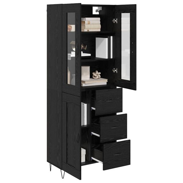 vidaXL Haut Armoire Ch&ecirc;ne noir 69,5 x 34 x 90 cm Bois d'ing&eacute;nierie