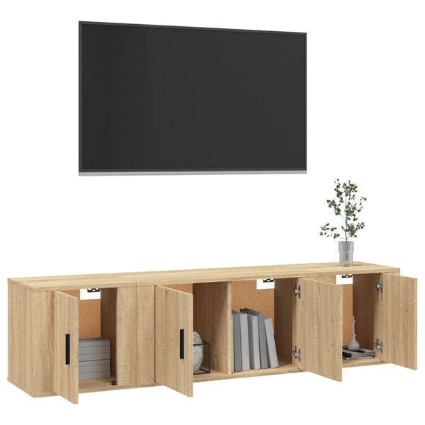 vidaXL Ensemble de meubles TV 3 pcs Ch&ecirc;ne sonoma Bois d'ing&eacute;nierie