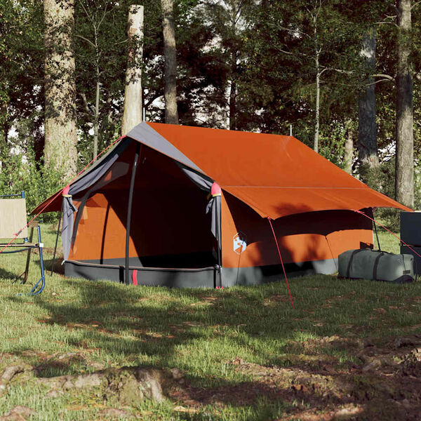 vidaXL Tente de camping 2 personnes gris et orange imperméable