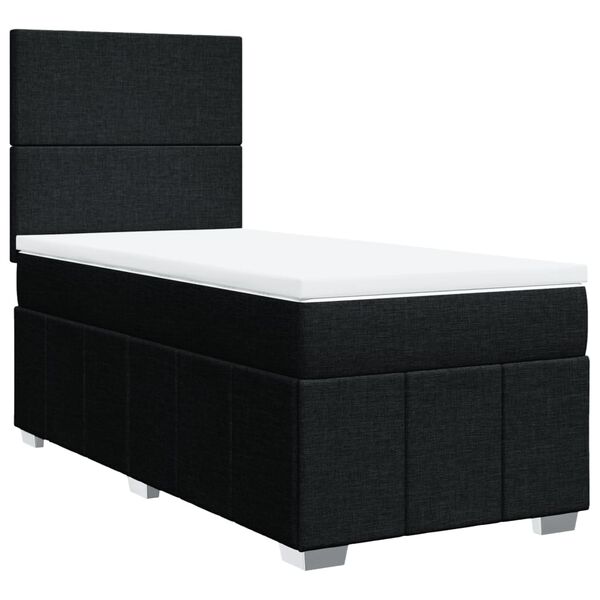 vidaXL Sommier &agrave; lattes de lit avec matelas Noir 100x200 cm Tissu
