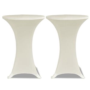 Housse de table &Oslash; 60 cm Cr&egrave;me extensible 2 pcs