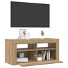 vidaXL Meuble TV avec lumi&egrave;res LED ch&ecirc;ne artisanal bois d'ing&eacute;nierie
