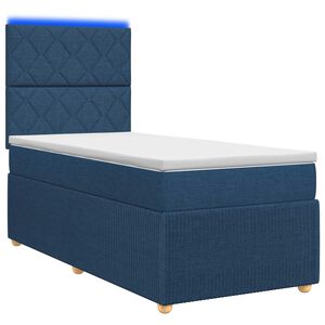vidaXL Lit boxspring LED avec matelas Bleu 90 x 190 cm Tissu