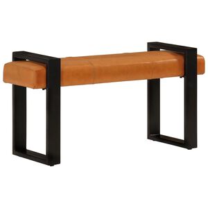 vidaXL Banc Noir et marron 110 cm Cuir de ch&egrave;vre v&eacute;ritable