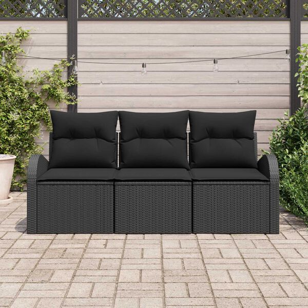 vidaXL Ensemble de canap&eacute; de jardin Noir polyrotin