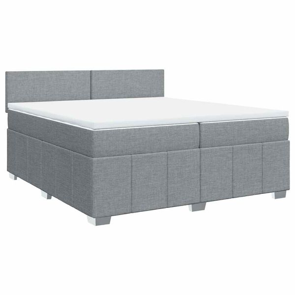 vidaXL Sommier &agrave; lattes de lit avec matelas Gris clair 200x200cm Tissu