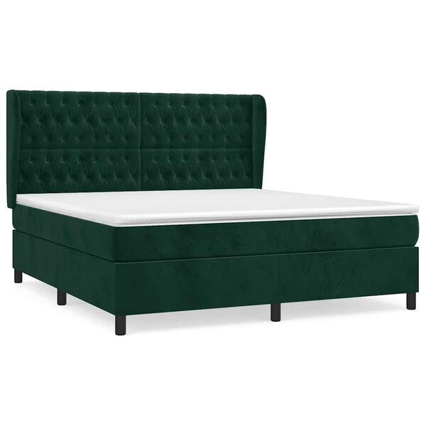 vidaXL Sommier &agrave; lattes de lit et matelas Vert fonc&eacute; 160x200cm Velours