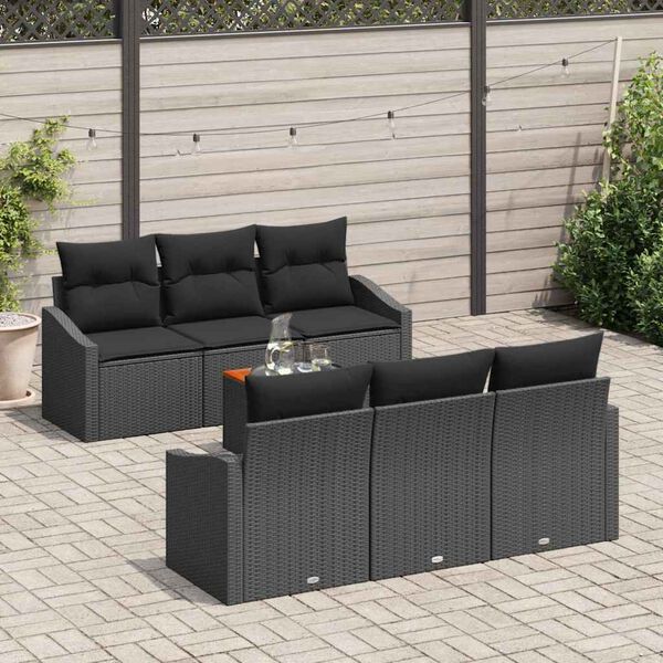 vidaXL Ensemble de canapé de jardin avec stockage 7 pcs Noir polyrotin
