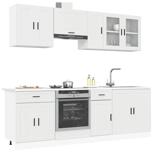 vidaXL Ensemble de 8 meubles de cuisine "Porto" en bois d'ingénierie blanc