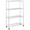 vidaXL &Eacute;tag&egrave;re de rangement 4 niveaux et roues 90x35x142 cm chrome