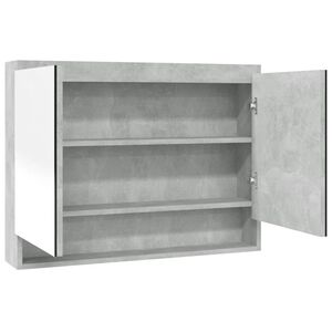 vidaXL Armoire &agrave; miroir de salle de bain 80x15x60 cm MDF Gris b&eacute;ton