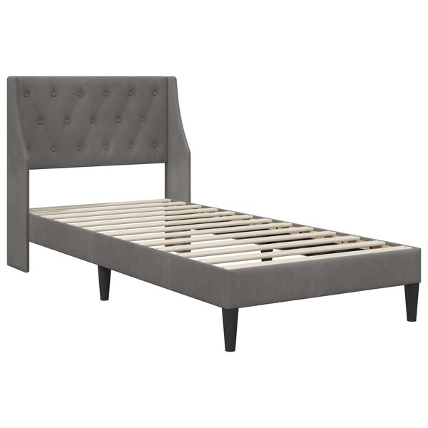 vidaXL Cadre de lit avec matelas Gris fonc&eacute; 90 x 190 cm Velours