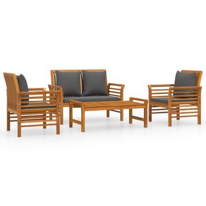 vidaXL Salon de jardin 4 pcs avec coussins Bois d'acacia solide