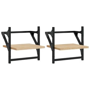 vidaXL &Eacute;tag&egrave;res murales avec barres 2 pcs ch&ecirc;ne sonoma 30x25x30 cm