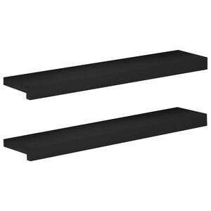 vidaXL Appuis de fen&ecirc;tre 2 pc Noir 80x 15 x 2 cm Bois de h&ecirc;tre massif
