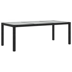 vidaXL Table de jardin Noir 190x90x75 cm Verre tremp&eacute;/r&eacute;sine tress&eacute;e