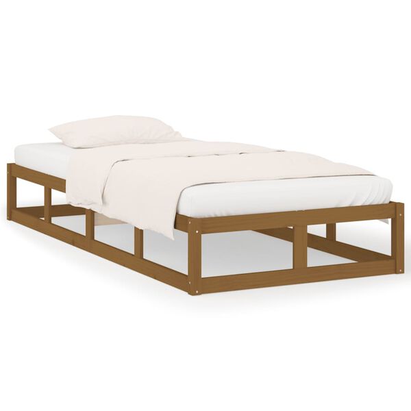 vidaXL Cadre de lit sans matelas marron miel 100x200 cm bois massif