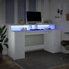 vidaXL Bureau avec lumi&egrave;res LED blanc 160x55x91 cm bois d'ing&eacute;nierie