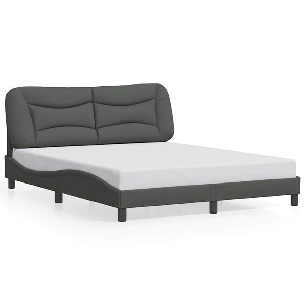 vidaXL Cadre de lit sans matelas Hvar gris fonc&eacute; 160x200 cm tissu