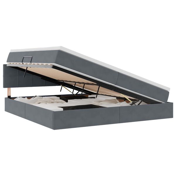 vidaXL Lit de Rangement avec matelas Gris fonc&eacute; 200 x 200 cm Velours