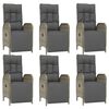 vidaXL Ensemble &agrave; manger jardin et coussins 7 pcs gris rotin