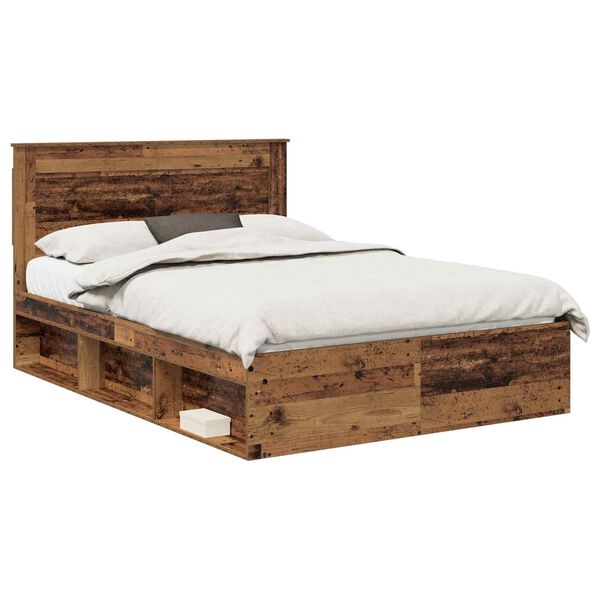 vidaXL Cadre de lit Bois ancien 140 x 190 cm Pin massif
