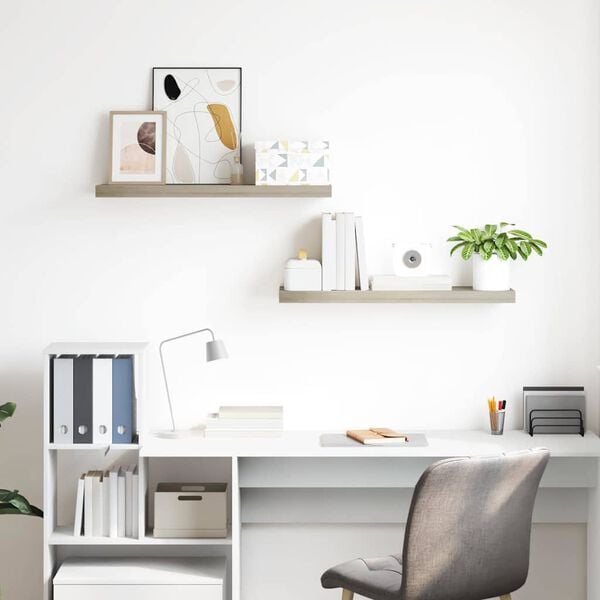 vidaXL &Eacute;tag&egrave;res murales flottantes 2 pcs Ch&ecirc;ne 80x23,5x3,8 cm MDF