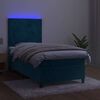 vidaXL Sommier &agrave; lattes de lit avec matelas et LED Bleu fonc&eacute; 90x190cm