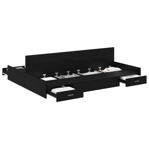vidaXL Cadre de lit avec rangement avec tiroir Ch&ecirc;ne noir 140 x 200 cm