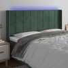 vidaXL T&ecirc;te de lit &agrave; LED Vert fonc&eacute; 163x16x118/128 cm Velours