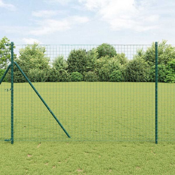 vidaXL Poteau de clôture. Autre 26 pcs Vert 3,2 x 3,2 x 210 cm Acier