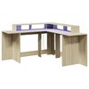 vidaXL Bureau avec lumières LED chêne sonoma bois d'ingénierie