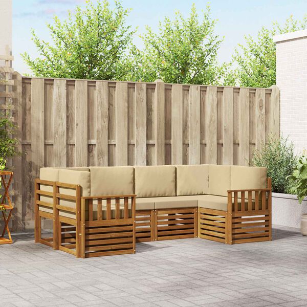 vidaXL Ensemble de canap&eacute; d'angle 6 pcs Naturel Bois d'Acacia Massif