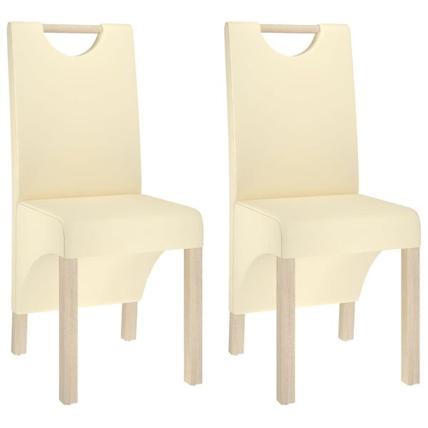 vidaXL Chaises &agrave; manger lot de 2 cr&egrave;me similicuir