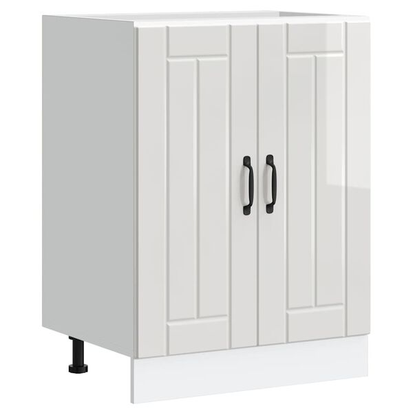vidaXL Meuble de base de lavabo Lucca blanc brillant bois ing&eacute;nierie
