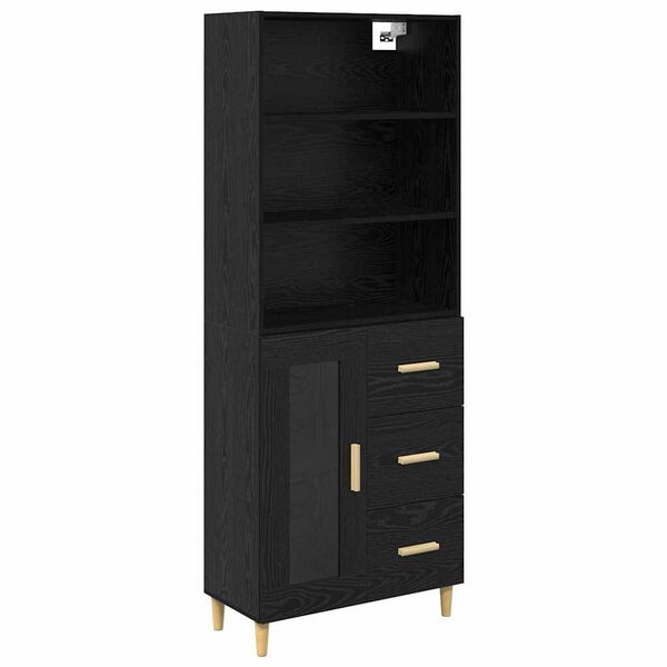 vidaXL Haut Armoire Ch&ecirc;ne noir 69,5 x 32,5 x 180 cm Bois d'ing&eacute;nierie