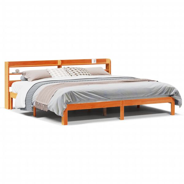 vidaXL Cadre de lit sans matelas cire marron 180x200cm bois pin massif