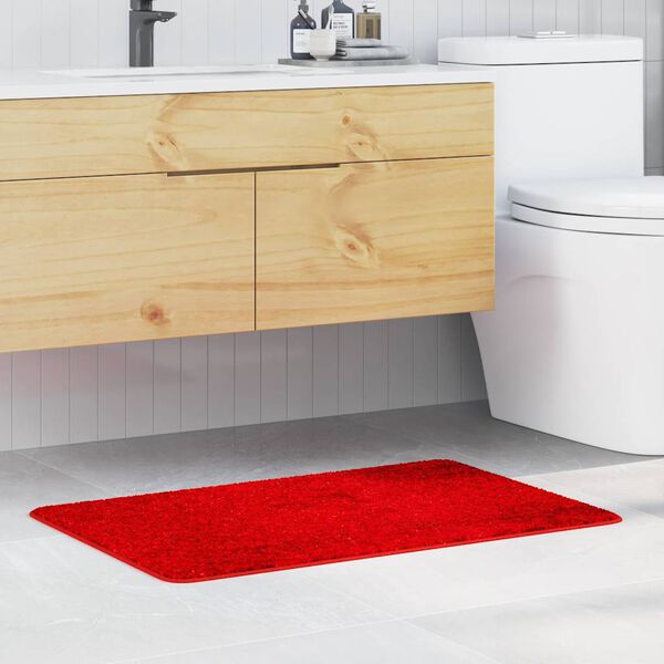vidaXL Tapis de bain antid&eacute;rapant Rouge 60 x 90 cm PP